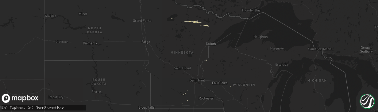 Hail map in Minnesota on June 14, 2013