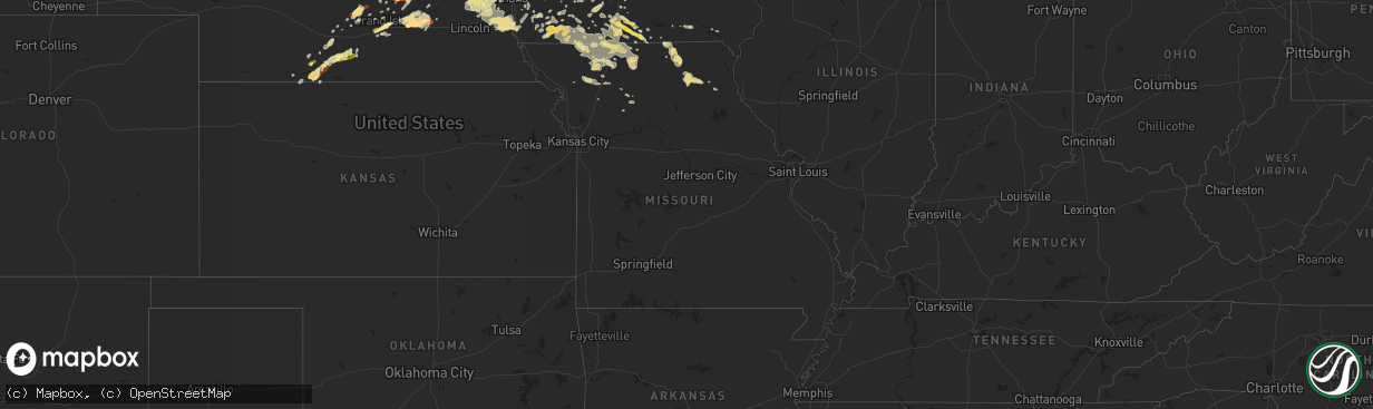 Hail map in Missouri on June 14, 2013