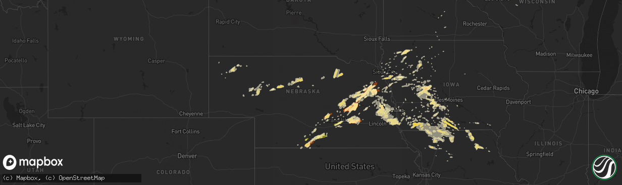 Hail map in Nebraska on June 14, 2013