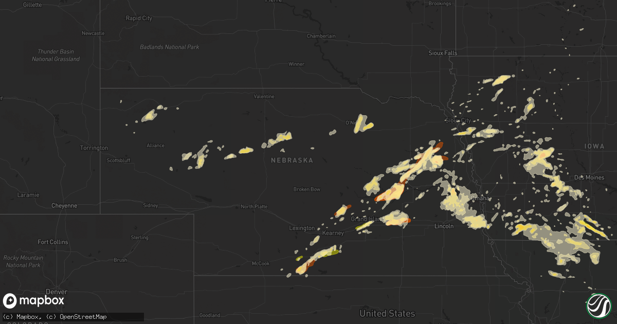 Hail map in Nebraska on June 14, 2013