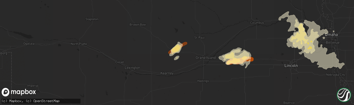 Hail map in Ravenna, NE on June 14, 2013