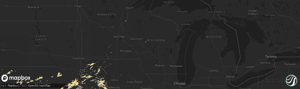 Hail map in Wisconsin on June 14, 2013