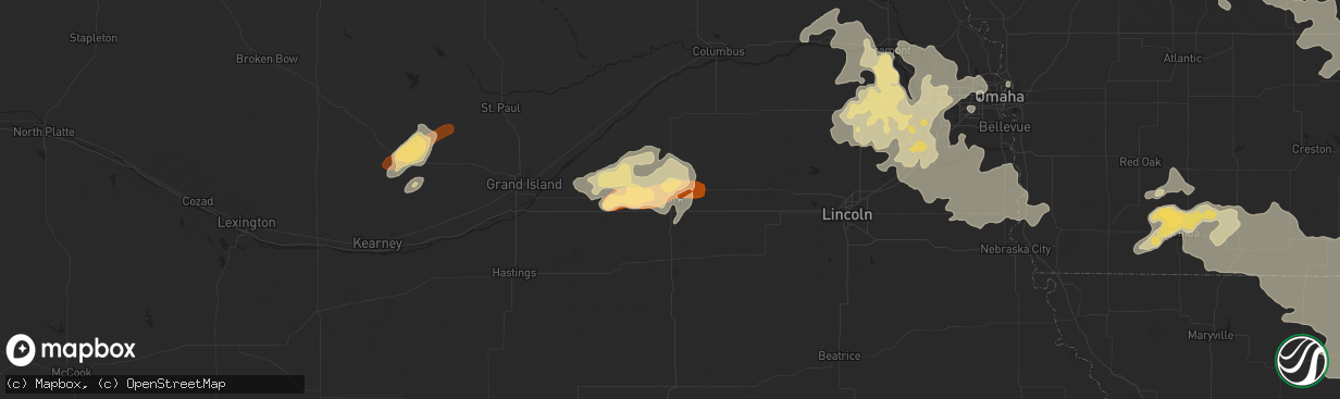 Hail map in York, NE on June 14, 2013