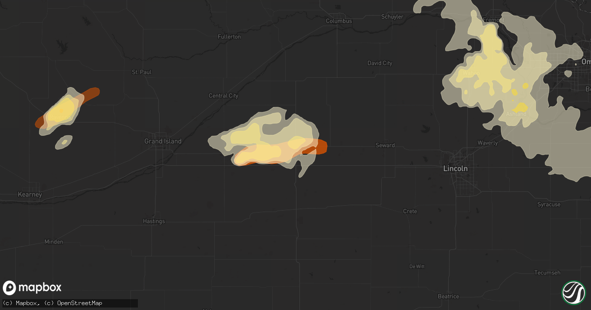 Hail map in York, NE on June 14, 2013