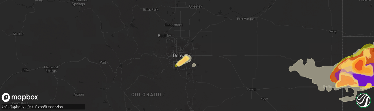 Hail map in Aurora, CO on June 14, 2014