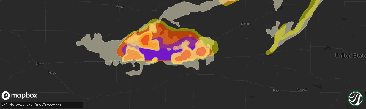 Hail map in Colby, KS on June 14, 2014