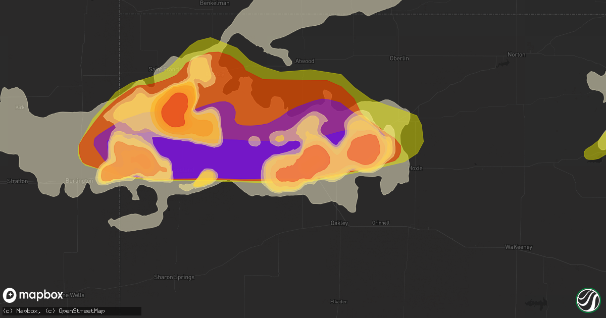 Hail map in Colby, KS on June 14, 2014