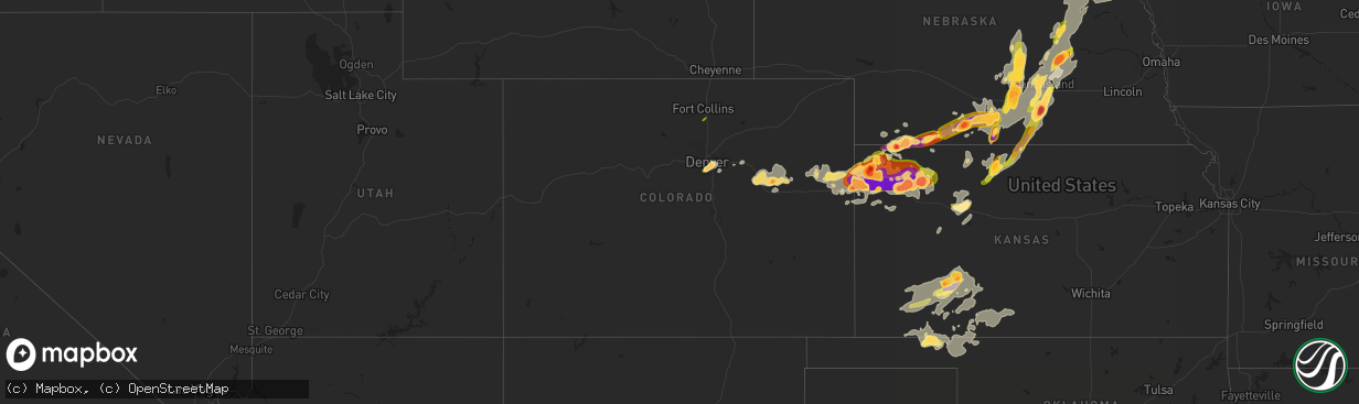 Hail map in Colorado on June 14, 2014