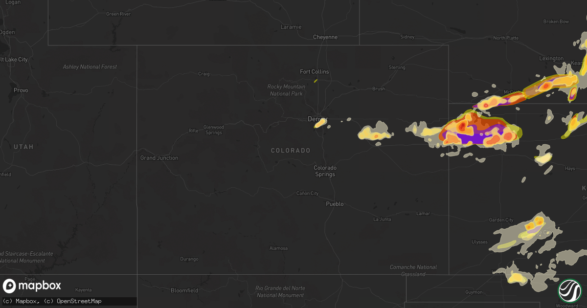 Hail map in Colorado on June 14, 2014