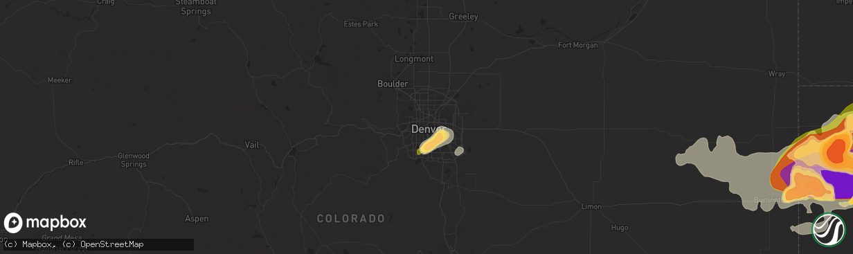 Hail map in Denver, CO on June 14, 2014