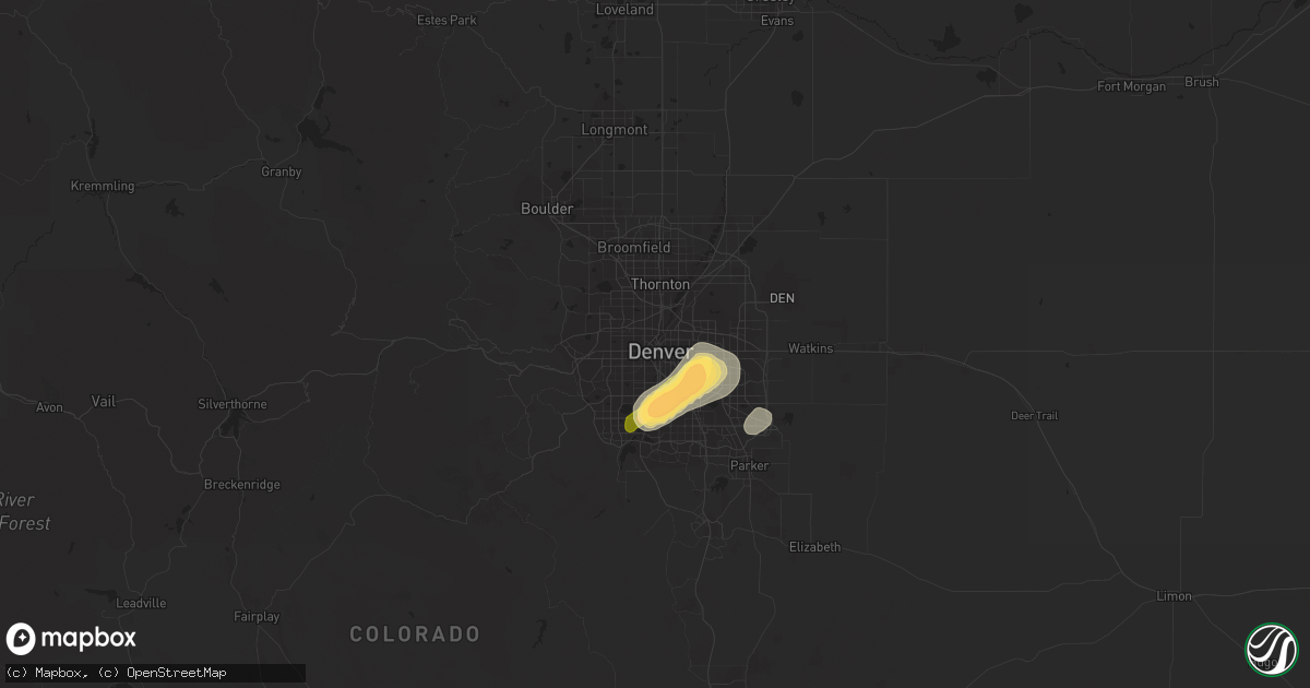Hail map in Denver, CO on June 14, 2014