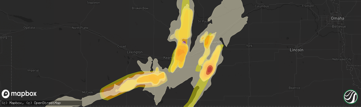 Hail map in Gibbon, NE on June 14, 2014