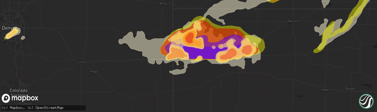 Hail map in Goodland, KS on June 14, 2014