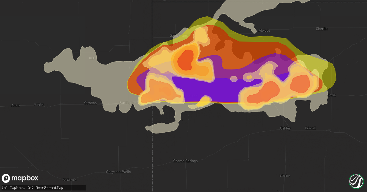 Hail map in Goodland, KS on June 14, 2014