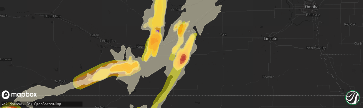 Hail map in Hastings, NE on June 14, 2014