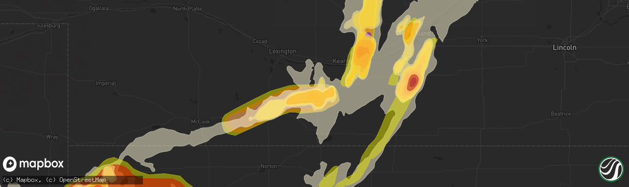 Hail map in Holdrege, NE on June 14, 2014