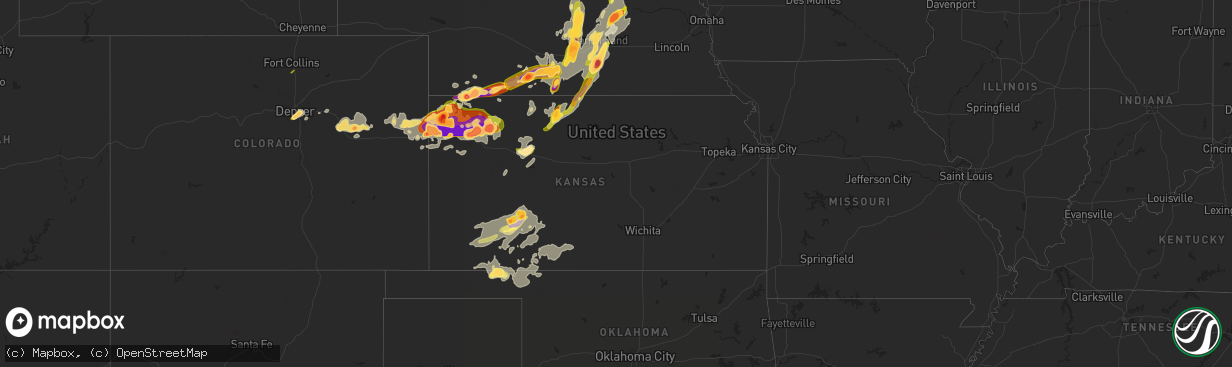 Hail map in Kansas on June 14, 2014