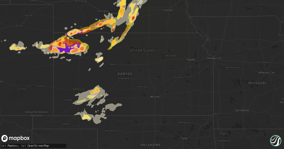 Hail map in Kansas on June 14, 2014
