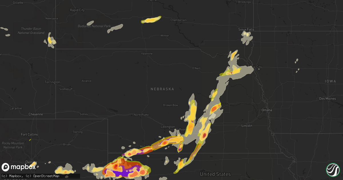 Hail map in Nebraska on June 14, 2014