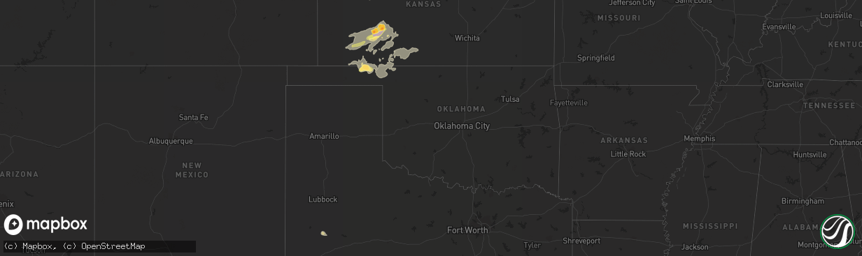 Hail map in Oklahoma on June 14, 2014