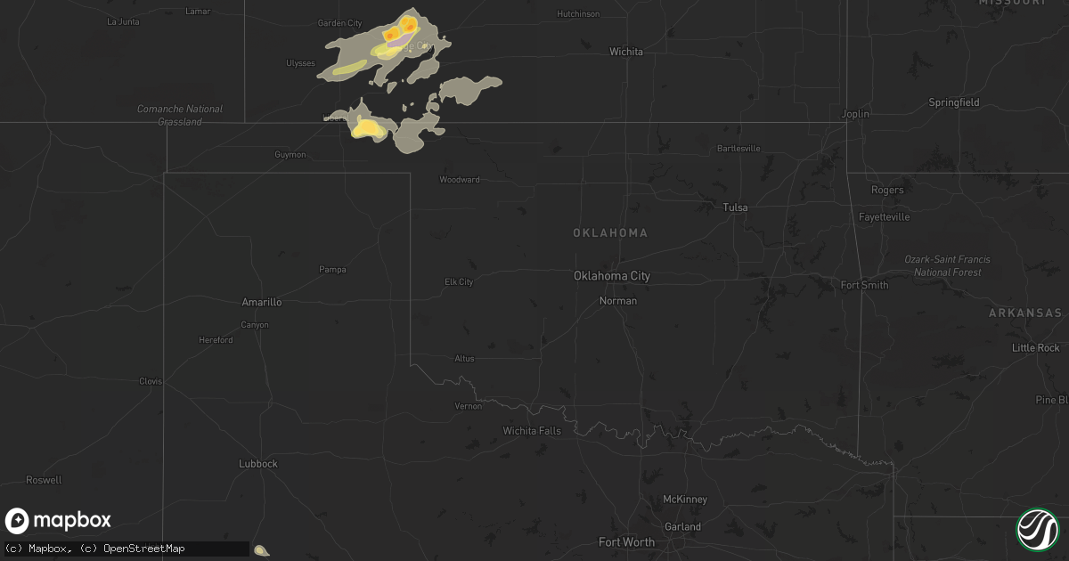 Hail map in Oklahoma on June 14, 2014
