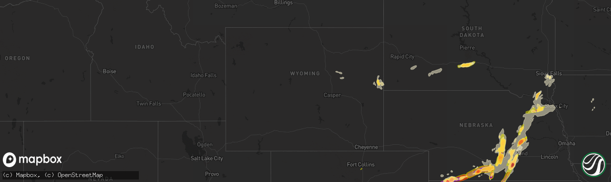 Hail map in Wyoming on June 14, 2014