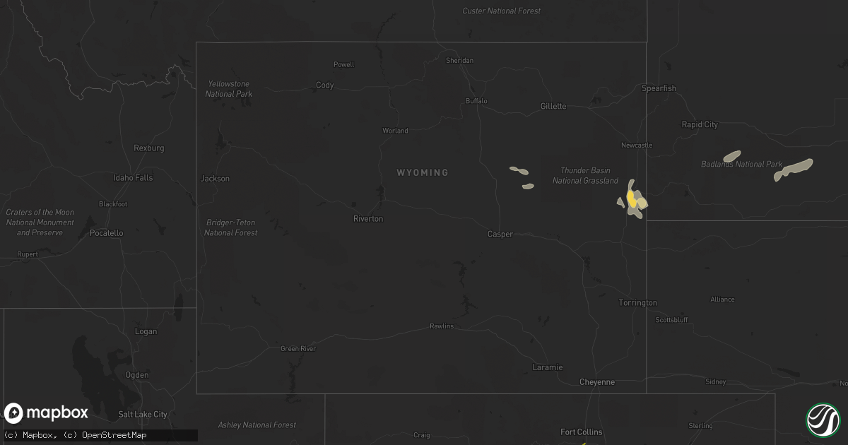 Hail map in Wyoming on June 14, 2014