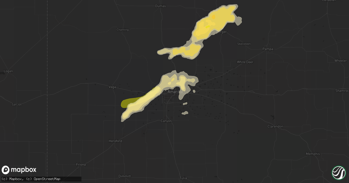 Hail map in Amarillo, TX on June 14, 2015