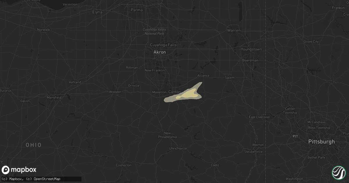 Hail map in Canton, OH on June 14, 2015