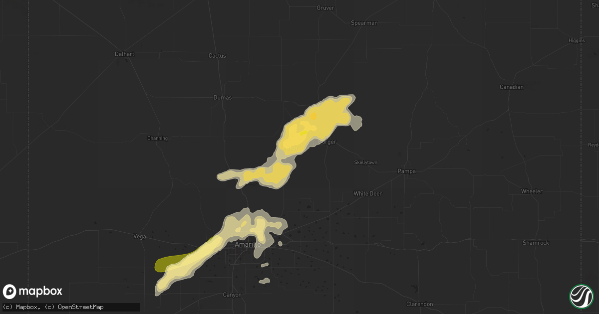 Hail map in Fritch, TX on June 14, 2015