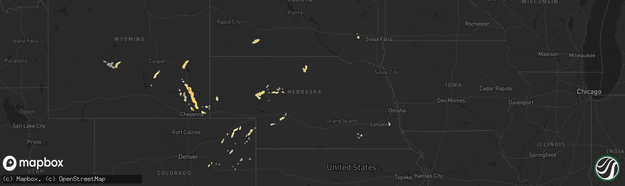 Hail map in Nebraska on June 14, 2015