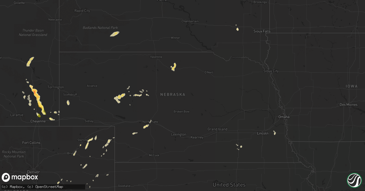 Hail map in Nebraska on June 14, 2015