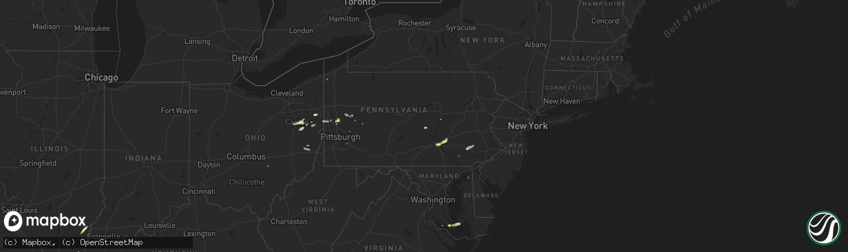 Hail map in Pennsylvania on June 14, 2015