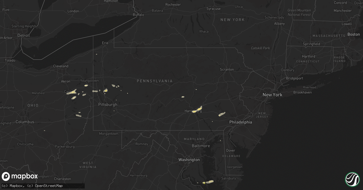 Hail map in Pennsylvania on June 14, 2015