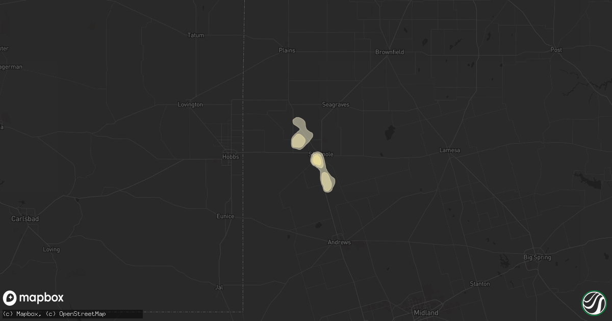 Hail map in Seminole, TX on June 14, 2015