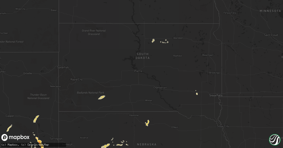 Hail map in South Dakota on June 14, 2015