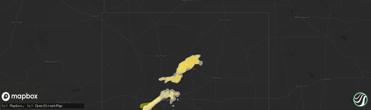 Hail map in Stinnett, TX on June 14, 2015