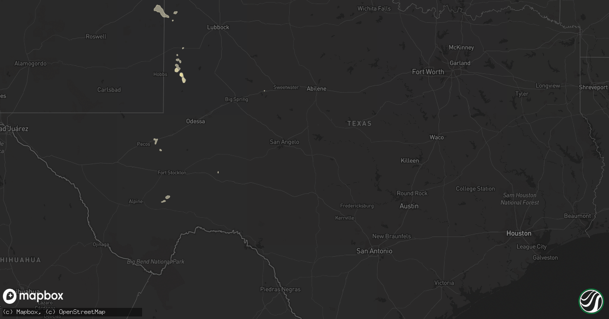 Hail map in Texas on June 14, 2015