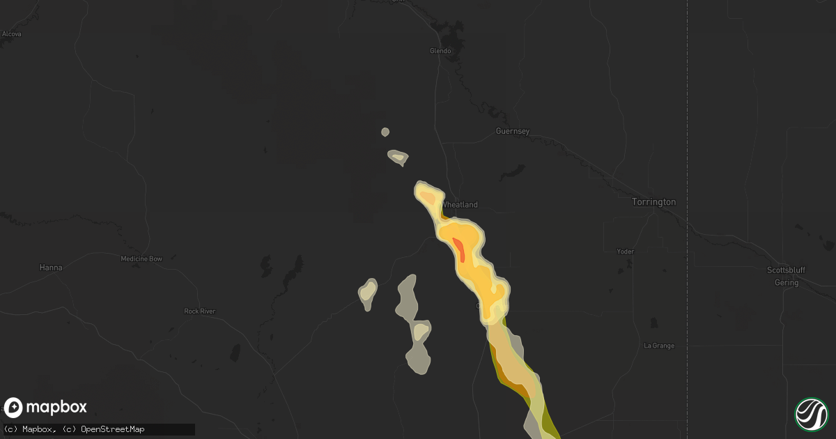 Hail map in Wheatland, WY on June 14, 2015