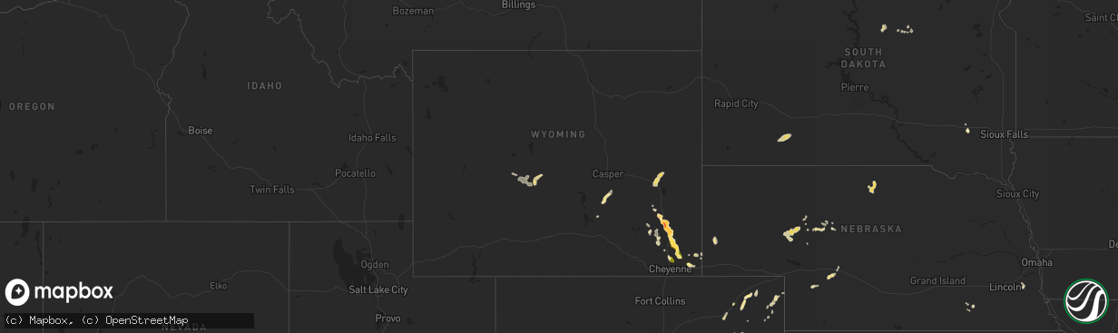 Hail map in Wyoming on June 14, 2015