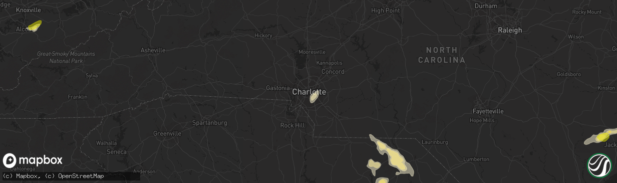 Hail map in Charlotte, NC on June 14, 2016