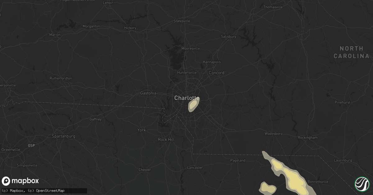 Hail map in Charlotte, NC on June 14, 2016