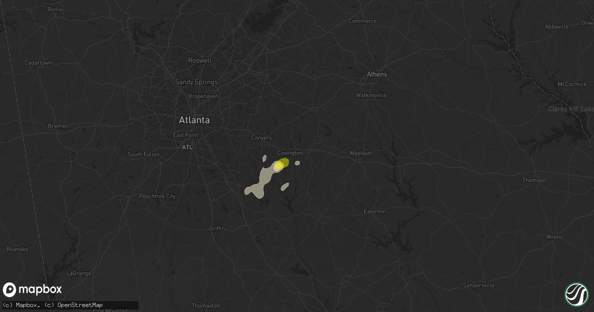 Hail map in Covington, GA on June 14, 2016
