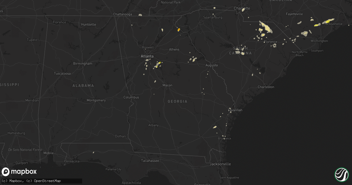 Hail map in Georgia on June 14, 2016