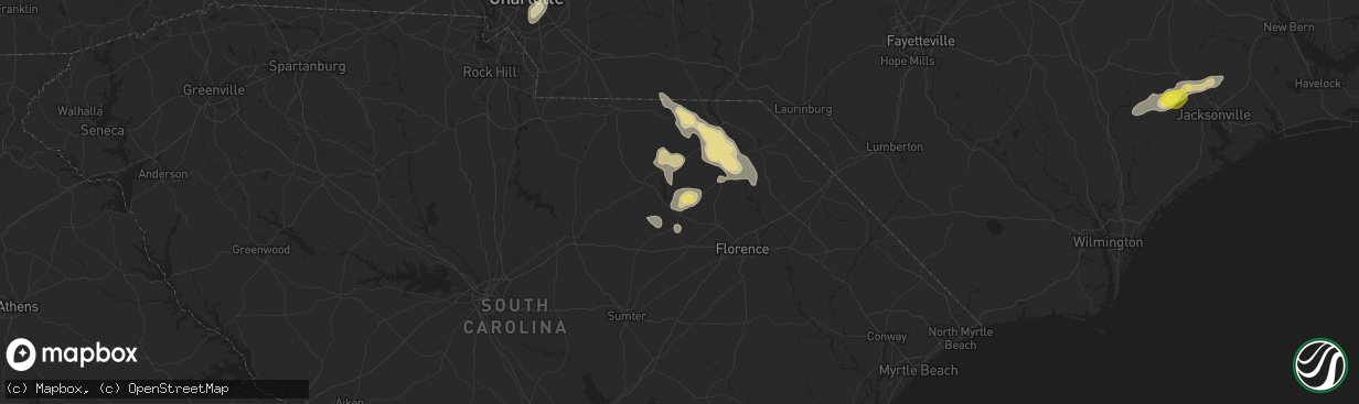 Hail map in Hartsville, SC on June 14, 2016