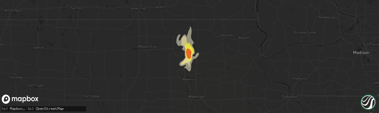 Hail map in Ionia, IA on June 14, 2016