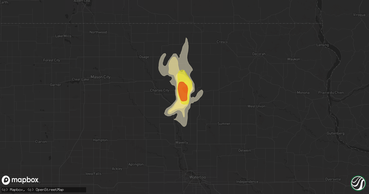 Hail map in Ionia, IA on June 14, 2016