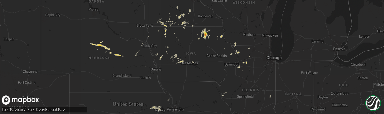 Hail map in Iowa on June 14, 2016