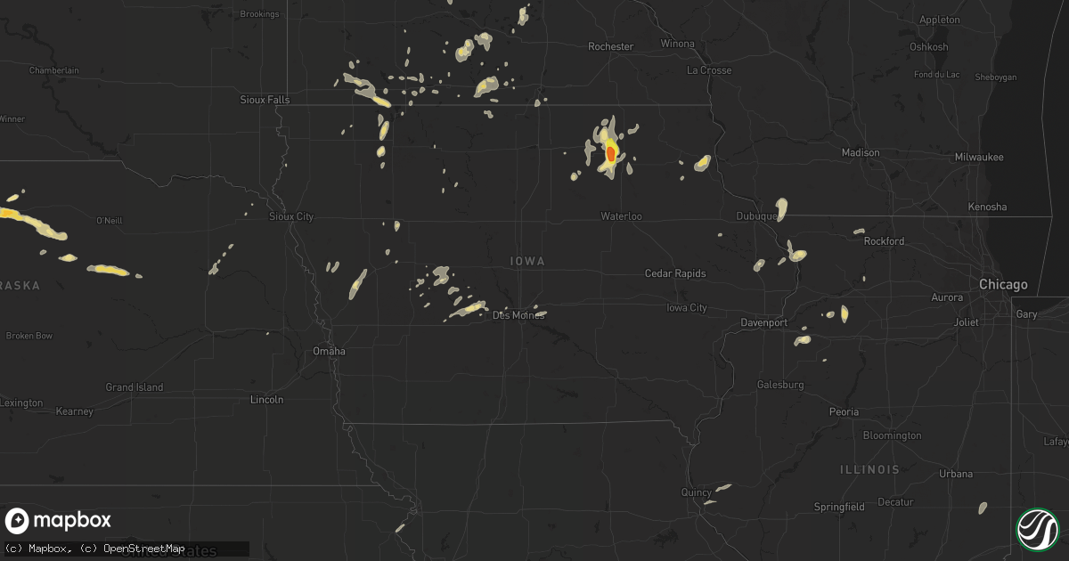 Hail map in Iowa on June 14, 2016