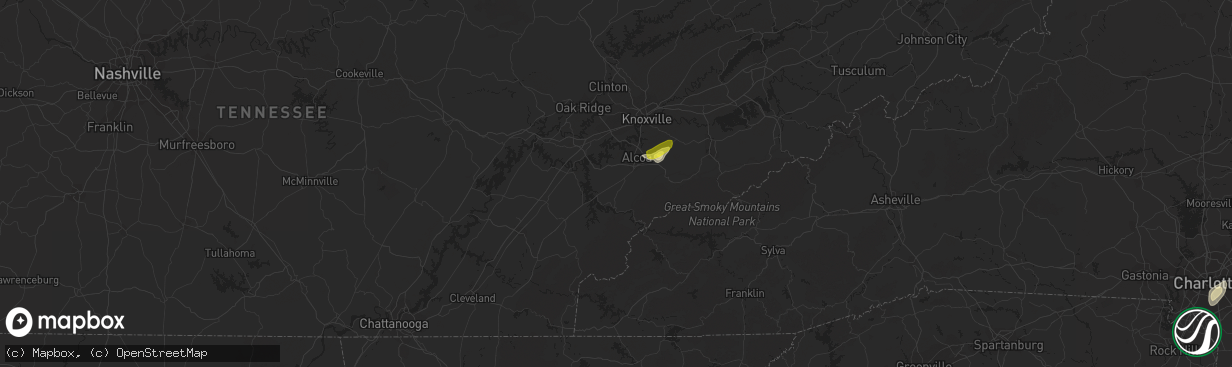 Hail map in Maryville, TN on June 14, 2016